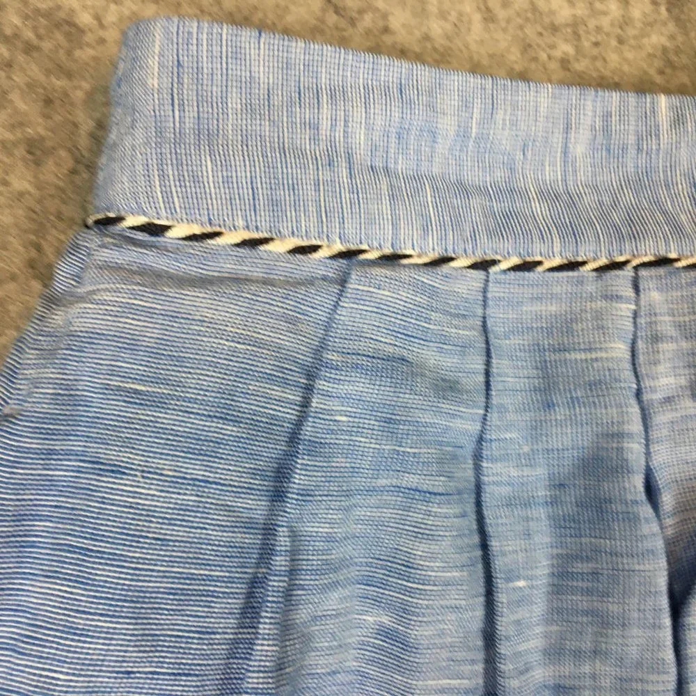 Anthropologie Odille Skirt 4 Blue Linen Blend Layered Embroidered A Line Knee